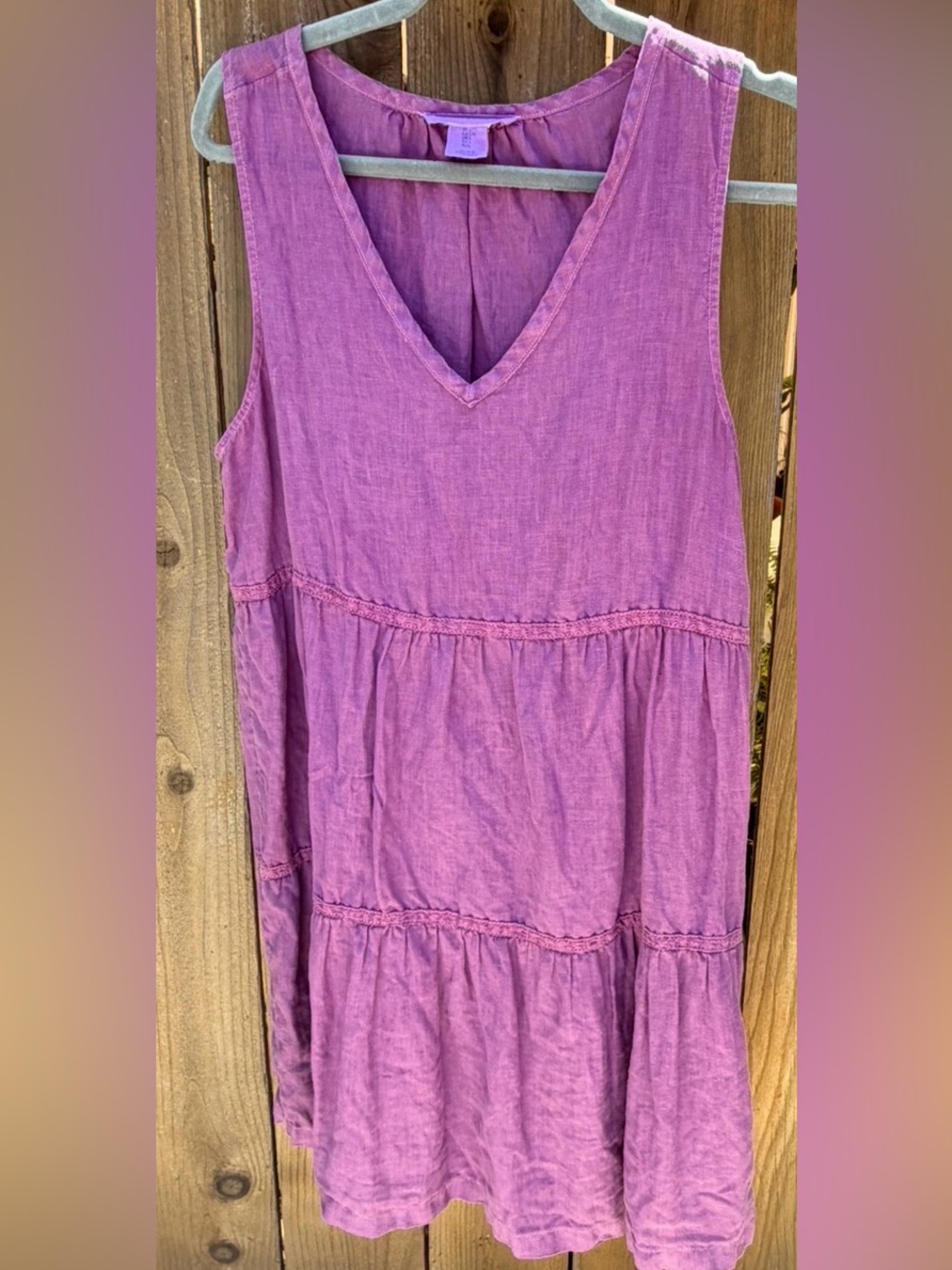 Lucky Brand Sleeveless V-Neck Dress in Magenta size Large